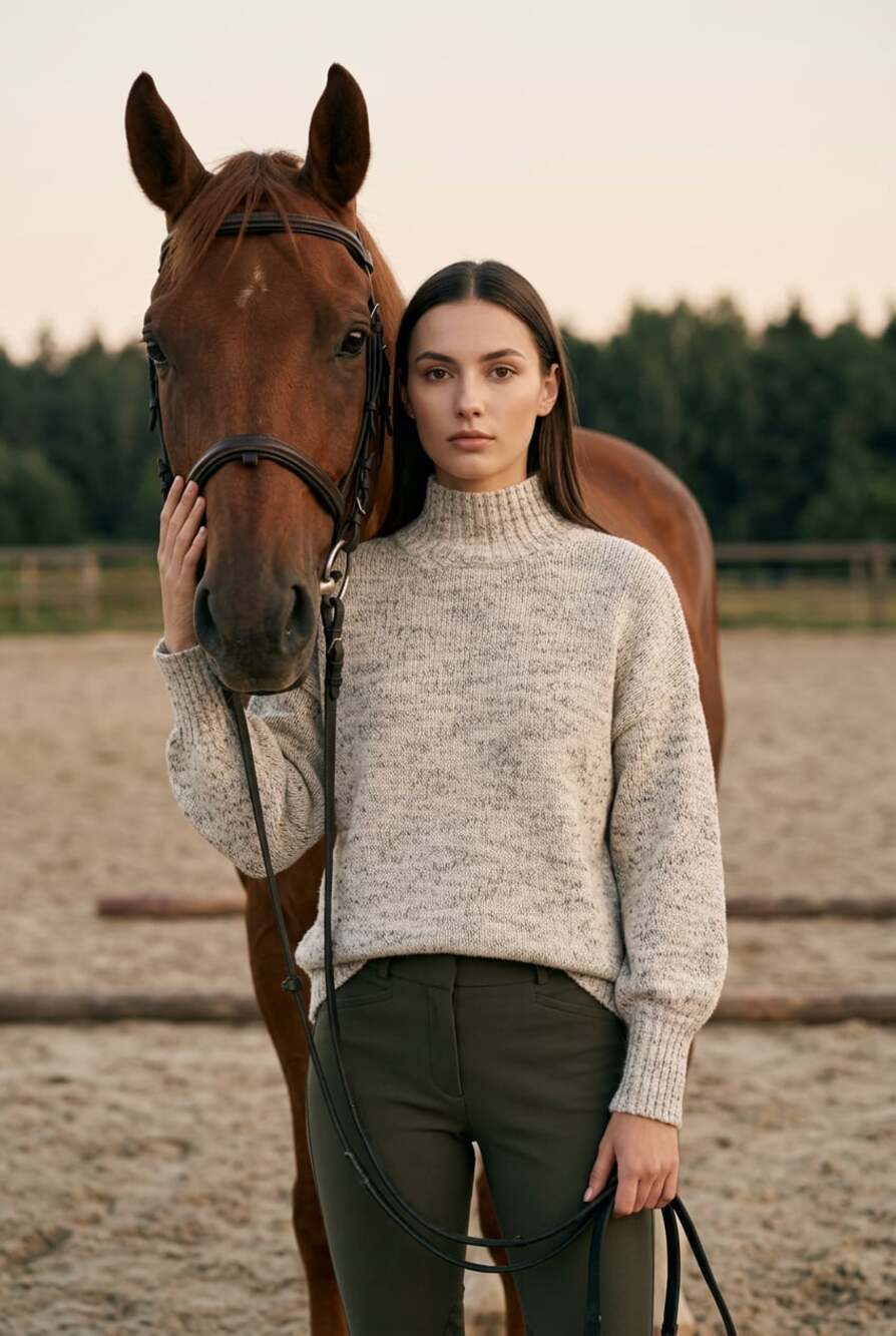 Pure Jill Marled Cotton Blend Mock Neck Sweater